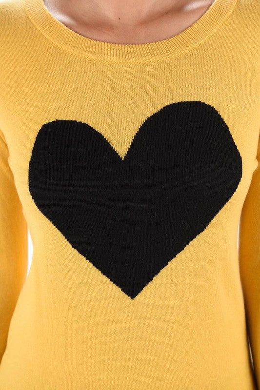 S/S Love Heart Crew-neck 12GG Pullover Sweater