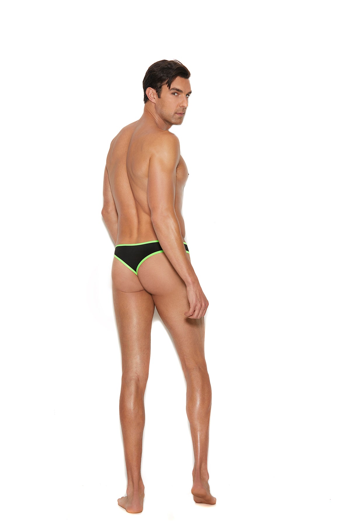 Laferb Unique Intimates Men's Thong With Neon Green Trim