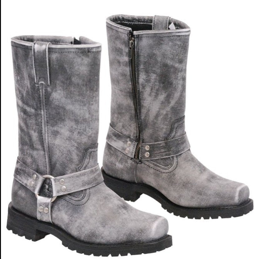 Men Vintage Brown Harness Motorcycle Boots