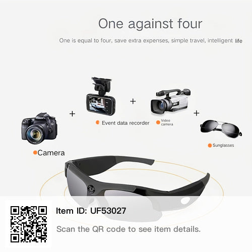 Smart Glasses with Video camera 1080P HD, Outdoor Camera Glasses