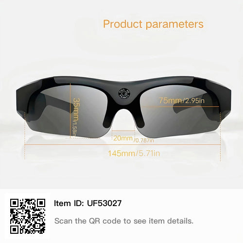 Smart Glasses with Video camera 1080P HD, Outdoor Camera Glasses