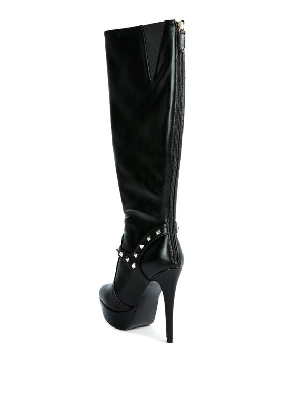 Patent Stiletto Heeled Mid Calf Boots