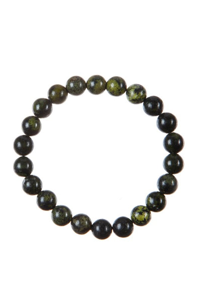 Nanyang Black-Green Jade Stone Bead Bracelet B3709