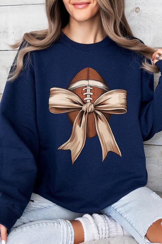 Football Bow Graphic Fleece Sweatshirts