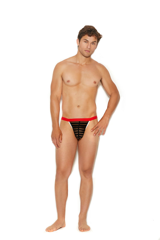 Laferb Unique Intimates Men's Striped Mesh G-string Pouch