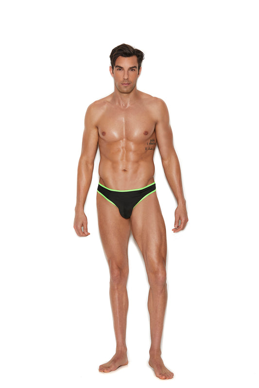 Laferb Unique Intimates Men's Thong With Neon Green Trim