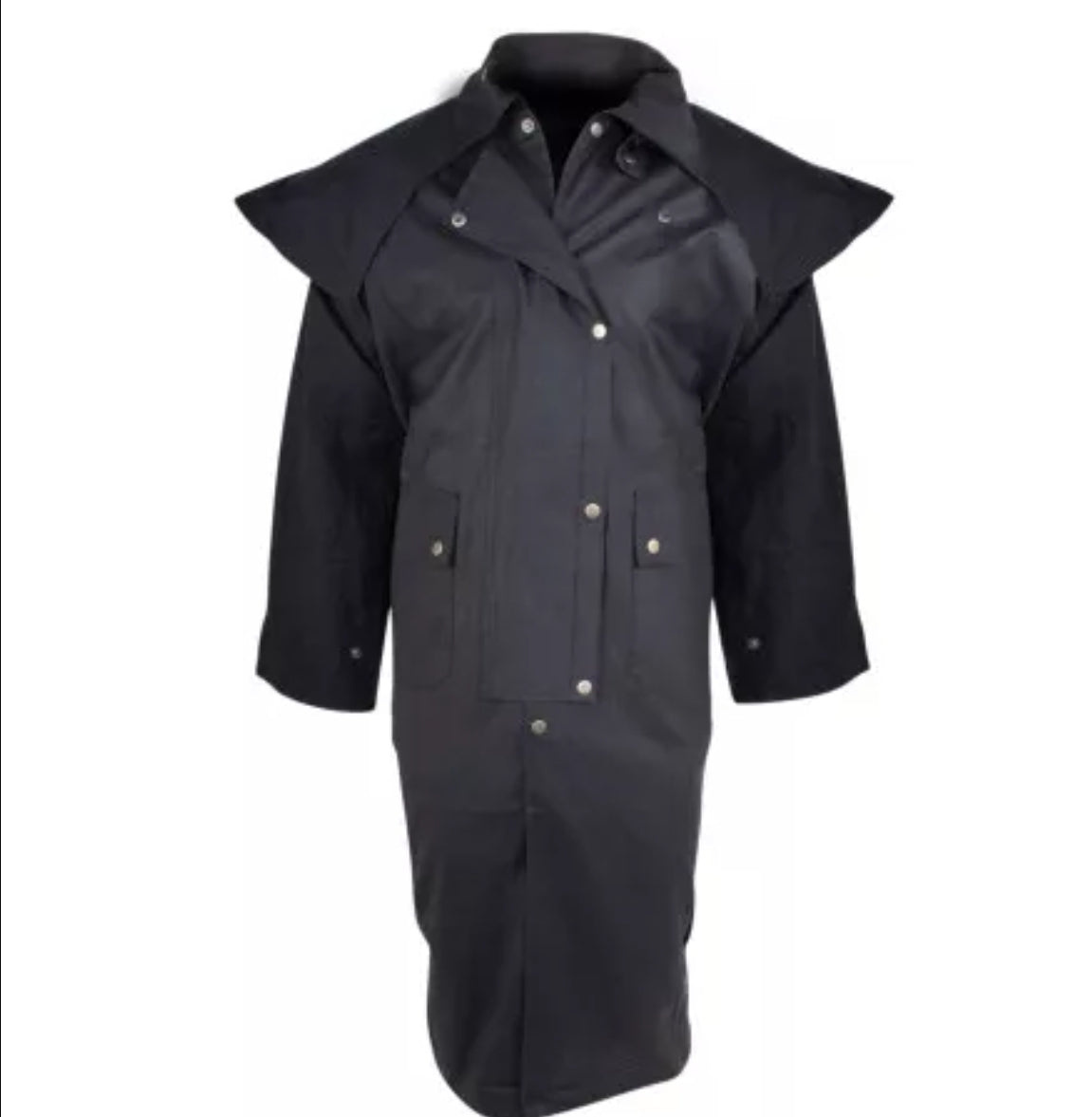 Black Full Length Oilskin Duster