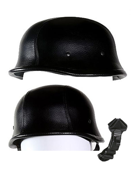 German Novelty Leather Cover Black Helmet