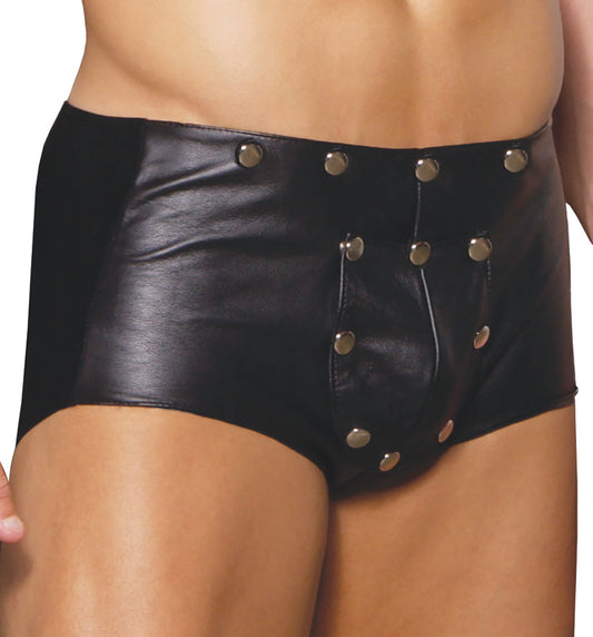 LaFerb Unique Intimates Mens Leather Shorts With Break Away Front