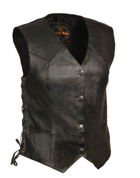 WOMENS CLASSIC SIDE LACE FOUR SNAP VEST WITH GUN POCKET