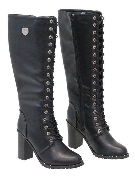 Knee High Studded Sole Milwaukee Lace Up Boots