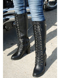 Knee High Studded Sole Milwaukee Lace Up Boots